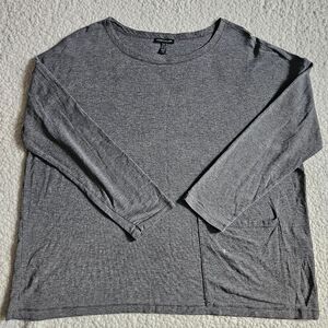 Eileen Fisher Top Women's Large Gray Tencel Spandex Blend